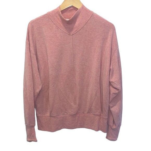 Athleta Apollo Mock Crewneck Sweatshirt Conch Pink Heather Size Small - Picture 2 of 12